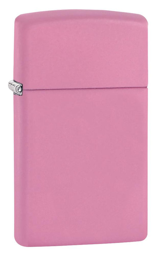 Vooraanzicht 3/4 hoek Zippo-aansteker Slim Pink Matt