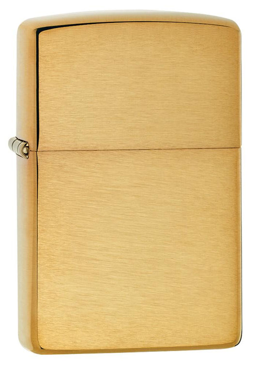 Vooraanzicht 3/4 hoek Zippo Aansteker Armor Brass Brushed