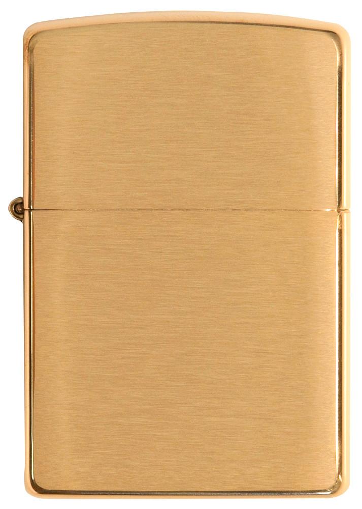 Vooraanzicht Zippo aansteker Armor Brass Brushed