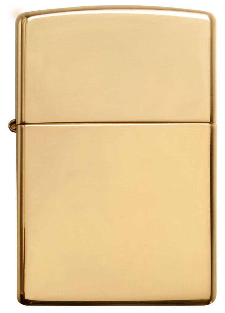 Vooraanzicht Zippo Aansteker Armor High Polish Brass Basis Modell