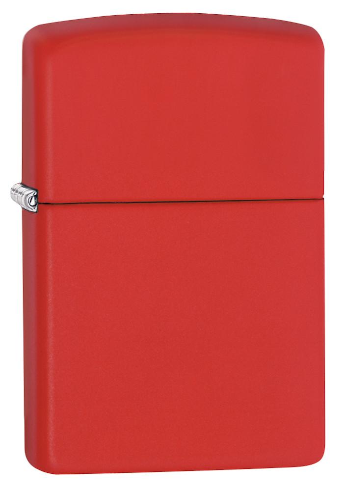 Vooraanzicht 3/4 hoek Zippo aansteker Red Matte basismodel