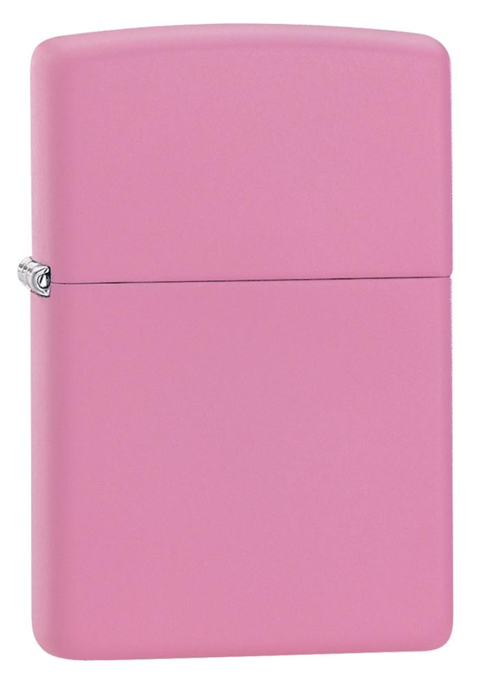 Vooraanzicht 3/4 hoek Zippo aansteker Pink Matte basismodel 