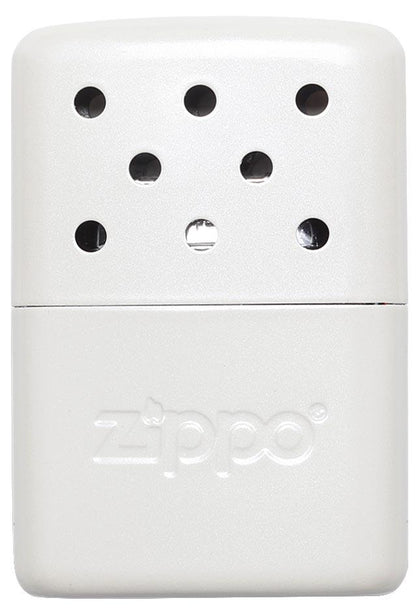 Vooraanzicht Zippo handwarmer metaal wit klein