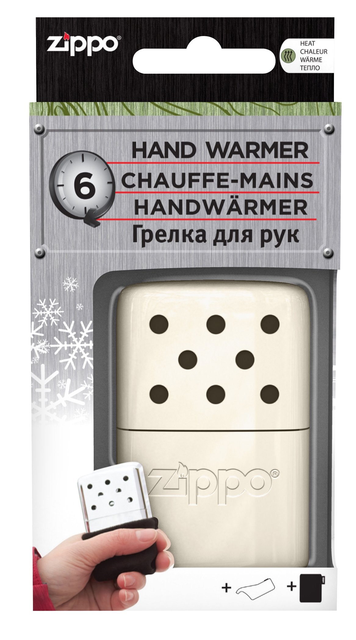 Zippo handwarmer metaal wit klein in verpakking